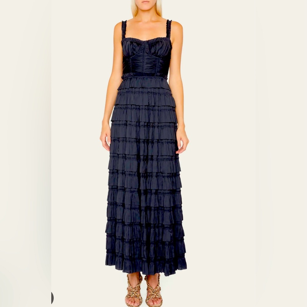 Ulla Johnson Midnight Blue Tiered Midi Dress